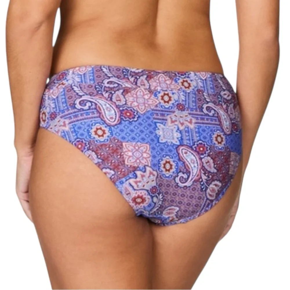 Nip Tuck Swimwear Paisley NWT‎ Mid Rise Bikini Bottoms Sz 14 Blue Full Coverage - Picture 2 of 12